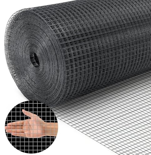 Land Guard 48 inch×100 ft Black Vinyl Coated Hardware Cloth, 19 Gauge 1/2 inch Black PVC Hardware Cloth, Black Welded Wire Fence Supports Poultry Netting Cage Fence…………