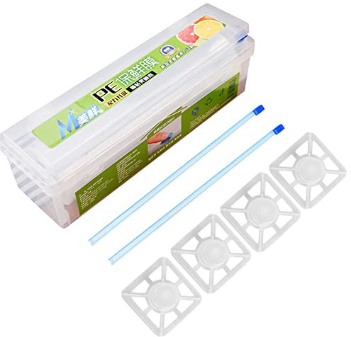 Coupe-capsule pour film alimentaire avec cutter, boîte de découpe réutilisable, plastique coupe-capsule transparent pour film alimentaire en aluminium distributeur de film coupe lisse 34cmx9.2cmx11cm