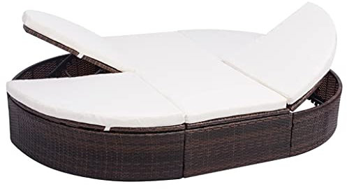 Doppel-Gartenliege, Gartenliegestuhl für 2-Personen Sonnenliege mit Auflage & verstellbarem Rückenlehne, Gartenstuhl Relaxliege für Garten und Terasse, PE-Rattan, Stahlgestell, 200 x 140 x 28 cm