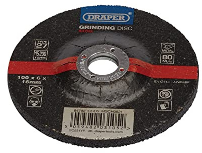 Draper 94792 DPC Metal Grinding Disc, 100 x 6 x 16mm