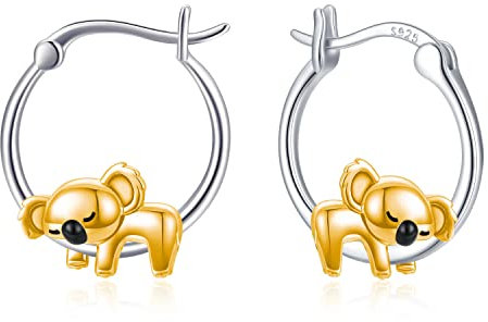 Koala Ohrringe 925 Sterling Silber Süße Tier Creolen hypoallergen Gold Koala Bär Ohrringe Schmuck Koala Geschenke für Frauen Mädchen Freundin