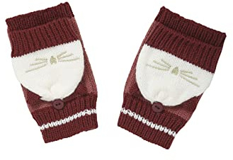 VERTBAUDET Fingerlose Handschuhe für Mädchen, bestickt mit Katze, Dunkelrosa, 8/10 A