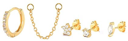 Homxi Damenohrringe Stecker Silber,Ohrringe Silber Damen 925 Kette Blume Rund Zirkonia Ohrring Stecker Gold