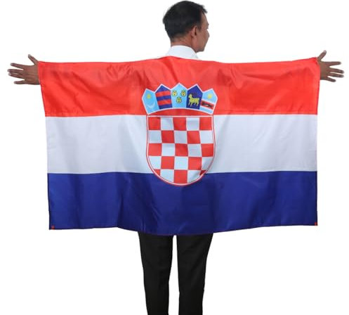 Sonia Originelli Fan Umhang Poncho Fahne Flagge zum Umhängen Fanartikel WM EM Farbe: Kroatien