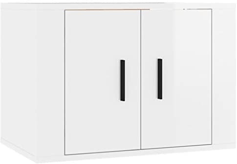 vidaXL TV Wandschrank Hängeschrank Fernsehschrank Lowboard Fernsehtisch TV Möbel Schrank HiFi-Schrank Hängend Wohnzimmer Hochglanz-Weiß 57x34,5x40cm