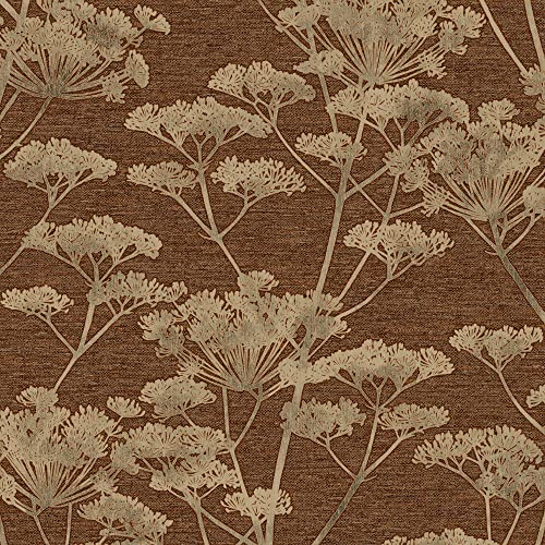 Boutique Ruby Serene Seedhead Floral Wallpaper | Paste the Wall | Red Floral | Eco-Friendly
