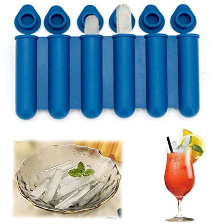 YEJAHY Moules en silicone pour mini glaçons avec couvercles, étroits et longs, faciles à pousser et à poser, pour faire 6 bouteilles d'eau, adaptés pour remplir des boissons en bouteille (Bleu marine)