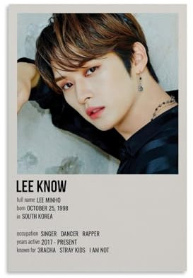 Stray Kids Lee Know Poster, dekoratives Gemälde, Leinwand, Wandposter und Kunstdruck, modernes Familienschlafzimmer-Dekor-Poster, 20 x 30 cm