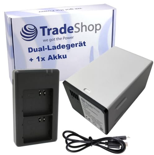 Trade-Shop 2in1 Set: Akku (15000mAh) + Doppel Dual Ladegerät inkl. Micro-USB-Kabel kompatibel mit Arlo Netgear Überwachungskamera Sicherheitskamera