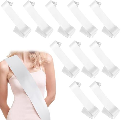 10 Stück Weiße Schärpe Zum Beschriften Leere Schärpen Beschriften Schärpe Bedrucken Individuelle Satin Schärpe DIY Schärpe Für Party-Dekorationen, Geburtstag, Hochzeit, Brautparty, Geburtstagsfeier
