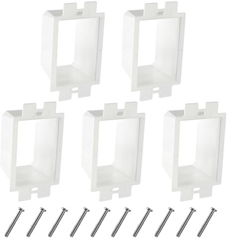 5PCS BE1-2 Electrical Outlet Box Extenders, 1 Gang Electric Box Extender with 10PCS Screws, Power Outlet Accessories (White)