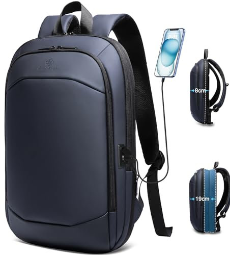 HEROIC KNIGHT Mochila Ordenador Portatil 17 Pulgadas Expandible Impermeable Casual Compacta Ligera Delgada Elegante para Trabajo Universidad Casual Cremalleras YKK (27L Azul)