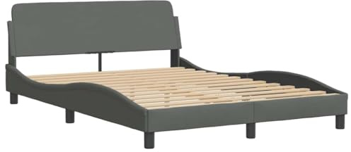 vidaXL Bettgestell Dover, Polsterbett Bett, Bettrahmen mit Lattenrost für Schlafzimmer, Schlafzimmerbett Doppelbett, Dunkelgrau 120x200cm Stoff