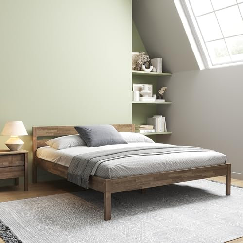 Hansales Bett, Kaja, geölt, kanadische Eiche, ohne Latten, Holz, 180x200