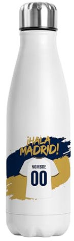 Genérico Botella Térmica Personalizada Fútbol Madrid | Regalo Original para Aficionados del Fútbol | Regalo Camisetas Equipos Futbol | Termo Acero Inoxidable Doble Capa 500 ml (Madrid)