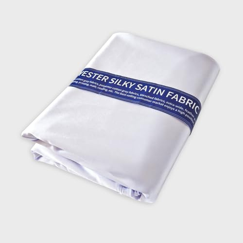 Spandex-Stoff, weißer Stretch-Stoff, ca. 1,8 m, 152,4 cm breit, Polyester, seidiger Satin-Stoff zum Nähen, für Kissenbezüge, Hochzeit, Braut, Kostüm, Basteln