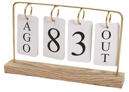 Wooden Desk Calendar, Metal Flip Calendar, Perpetual Flip Calendar with Large Display, Daily Desktop Calendar Rustic Farmhouse Desk Accessories for Home Office Decor (A-Gold)