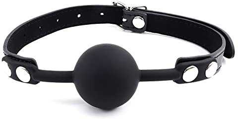 Silikon Sex Ball knebel für SM Spiele, Silikon Sexspielzeug SM Knebel für Bondage Fesseln, BDSM Spielzeug Bondage Ballknebel Maulkörbe (Schwarz-1)