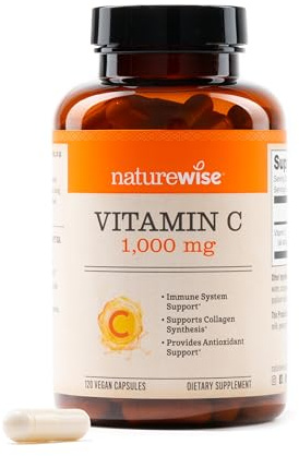 NatureWise Vitamin C 1000mg Capsules - Extra Strength Vegan Vitamin C for Daily Antioxidant & Immune Support - Non-GMO, USA Manufactured - 120 Capsules[120-Day Supply]