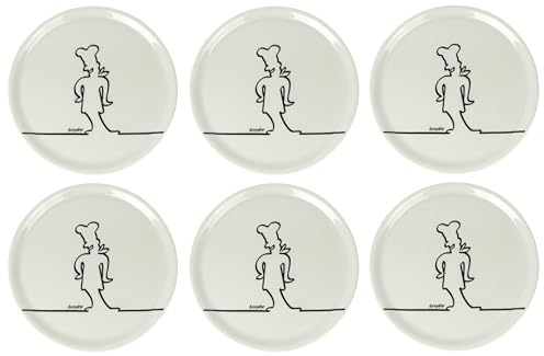 Lentz Pizzateller Ø31cm aus Porzellan mit lustigem Koch-Motiv (6er Set)