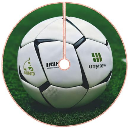 Base per albero di Natale a forma di palla da calcio, colore bianco, 121 cm, adatta per feste di Natale, decorazioni per albero di Natale.