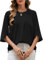 Niwicee Camicia Donna Estiva Elegante Camicia Donna Manica a 3/4 Top Girocollo Manicotto Split Casual in Chiffon Bluse Top Donna Classiaca Tshirt (Nero, M)