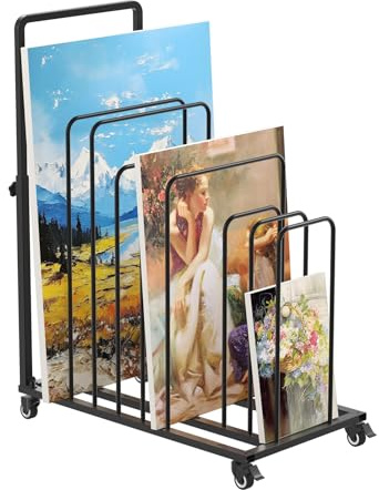 uyoyous Mobiler künstlicher Trockenständer 100 x 80 x 45 cm Einstellbarer Intervall-Wäscheständer mit Rollen und Bremse, geeignet für Kunsttücher und Kunstwerke