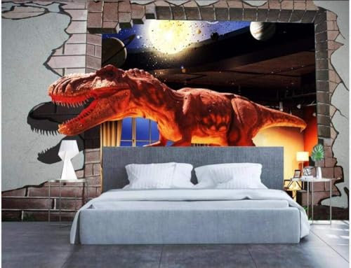 Dinosaures Murs De Briques Papier Peint 3D Intissé Bureau Salon Canapé Chambre Fond Décoration Murale-400cm×280cm