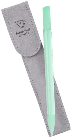 Bona Fide Beauty Czech Glass Cuticle Pusher (Jade Color) with Microfiber Sleeve, Gentle Manicure Stick and Cuticle Remover - Made in The Czech Republic