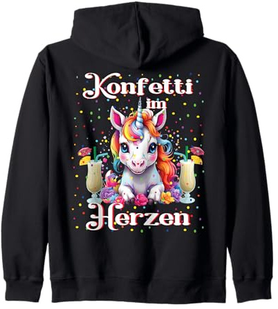Einhorn konfetti im Herzen Kostüm Karneval Kostüm Faschings Kapuzenjacke