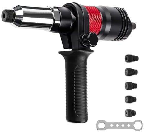 Tixqeaif 2,4–6,4 mm Elektrischer Nietmuttern-Adapter, Elektrisches Nietmuttern-Werkzeug mit Schraubenschlüssel und