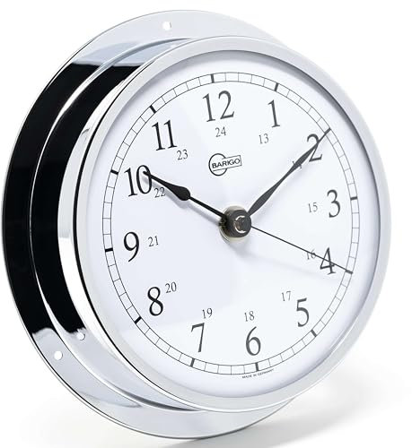 BARIGO 611CR Viking Quarz-Schiffsuhr 155 x 35 mm, mit Messing-Gehäuse verchromt, Mineralglas, weißem Ziffernblatt