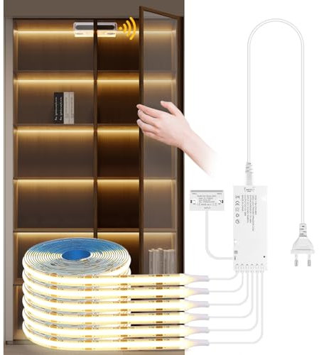 CHNMALITAI 12V Unter Kabinett COB LED Streifen，6 Roll 2M Warmweiß cob led Strip Mit Open Door motion Control sensor Kit Für Schrank Vitrine Küche Beleuchtung