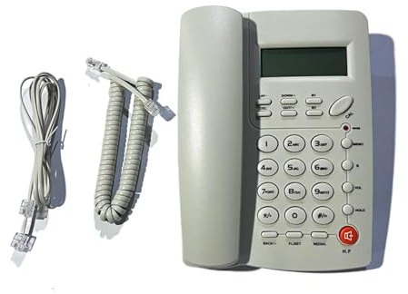lmoikesz Téléphone Filaire avec Identification de l'appelant et Haut-Parleur pour Bureau Téléphone Fixe Téléphones ABS Téléphone Fixe avec répondeur, Blanc