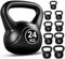 FK Sports Kettlebell Set - Heavy Weight Vinyl Kettlebells Set for Exercise Home Gym Workout - 16kg, 20kg, 24kg Kettlebell Weight Set for Women & Men - Gym Equipment for Home (Black, 24KG)