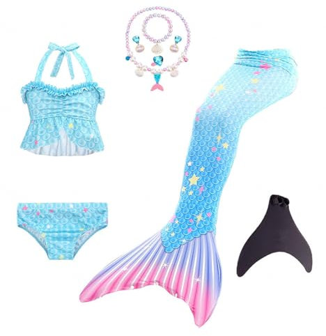 Generisch 5er-Packung Mädchen Monoflossen Mit Ozean-Glitzer-Dekoration Cosplay, Perfekt für Pool und Meer,C-130