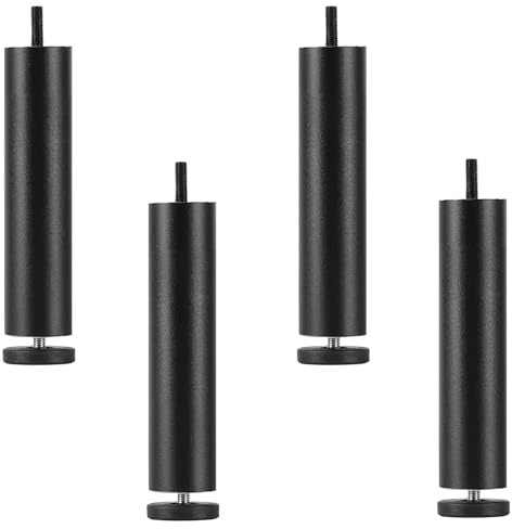 LWLWA Pied Reglable pour Meuble, 20 cm Pieds de Meubles, 4 Pièces | Alliage D'aluminium Pied de Canapé, Réglable en Hauteur 0-8 mm, Noir, pour Canapé, Bureau, Armoire, Placard