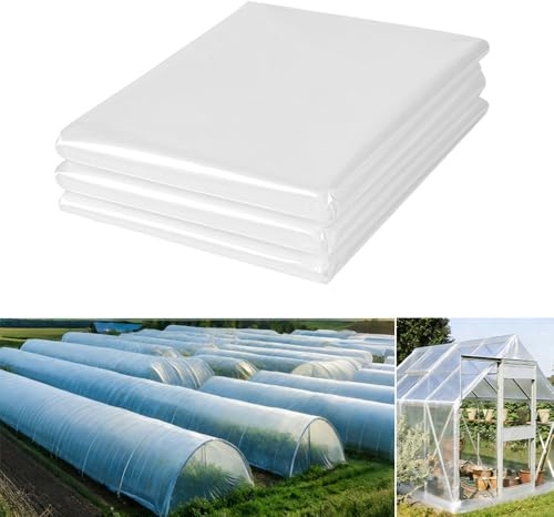 HuaMuDM 3 x 10M Polyethylenfolie Transparent Gewächshausfolie,Tunnelfolie | Reißfest Gartenfolie aus Polyethylen,Polyethylen Folie Transparent Gewächshausfolie,für Gartenarbeit Treibhaus Folientunnel
