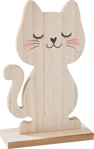 VBS Holzfigur Katze MDF Sperrholz 0.9 cm Stärke Einseitig furniert Ideal zum Bemalen Bekleben Dekorieren mit Farben Pasten Papieren Holzdekoration H 18,5 cm