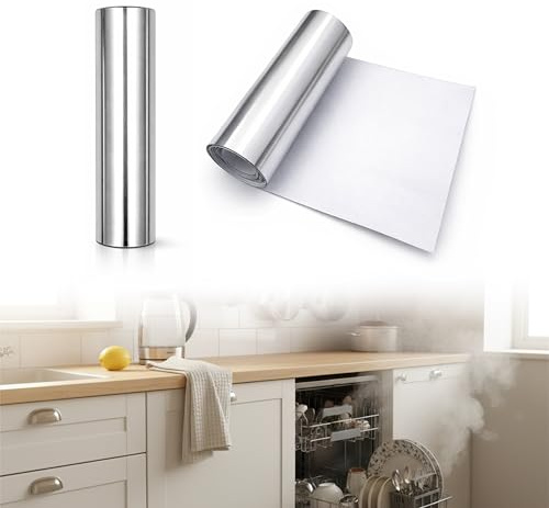 FloraVigo Arbeitsplatten-Wärmedämmfolie, 2er-Packung dampfschutzblech spülmaschine, 695×75 mm, Hitzebeständig, Aluminium Dampfbremsfolie, Passend für Bauknecht Indesit Beko Whirlpool