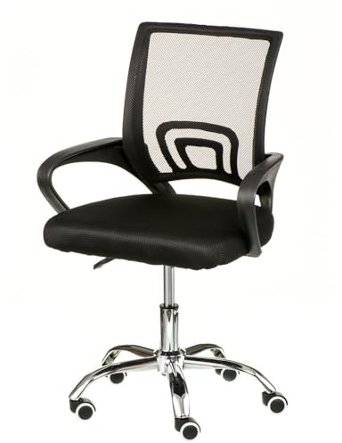 Special4You Alera, Bürostuhl, Schreibtischstuhl, mit Netzrücken, ergonomisch. Armlehnen, Stoffbezug, mit gummierten Rollen schwarz