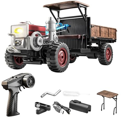POENVFPO RC Tractor, 2.4GHz 4WD Remote Control Farm Vehicle with Spray Function and Sound Effect, for Outdoor Play and Display (Blue)