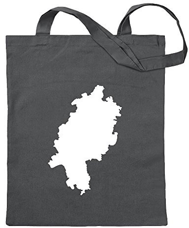 Kiwistar - Baumwolltasche - stahlgrau - Hessen Deutschland Silhouette - Tragetasche Stoffbeutel Umhängetasche Langer Henkel