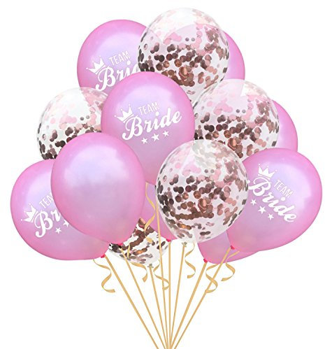 Oblique Unique® Team Bride Konfetti Luftballon Set für Hochzeit JGA Junggesellinnenabschied Hen Party Ballons Rosa Transparent