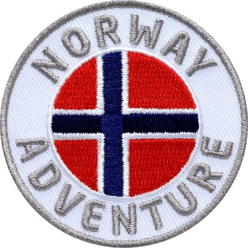 2 x Norwegen Abzeichen gestickt 60 mm/Norway Abenteuer Outdoor Reise Flagge Fahne Wappen Skandinavien/Aufnäher Aufbügler Flicken Patch für Kleidung Rucksack/Reisefüher Wanderführer Karte Buch
