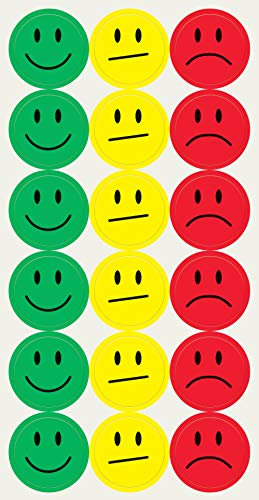 SIGEL MU171 Klebepunkte mit Smileys für Meet up und Artverum Boards, Markierungspunkte, selbstklebende Bewertungspunkte für Whiteboards, gelb, grün, rot, aus Folie mit Perforation, Ø 2 cm, 180 Stück
