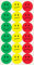 SIGEL MU171 Klebepunkte mit Smileys für Meet up und Artverum Boards, Markierungspunkte, selbstklebende Bewertungspunkte für Whiteboards, gelb, grün, rot, aus Folie mit Perforation, Ø 2 cm, 180 Stück