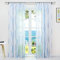 ESLIR Gardinen mit Kräuselband Vorhänge Gardinenschals Transparent Schlaufenschal Wellen Muster Voile Blau BxH 140x245cm 1 Stück
