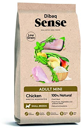 Dibaq Sense Low Grain Huhn Adult Mini, Alleinfuttermittel für kleine Hunde, Low Grain mit Reis, GVO‑frei, 2 kg