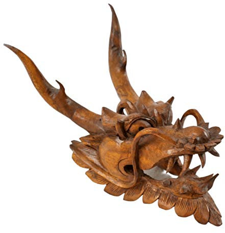 Coco Papaya Figur Drachenkopf, 30 cm, Wand oder freistehend, aus Massivholz